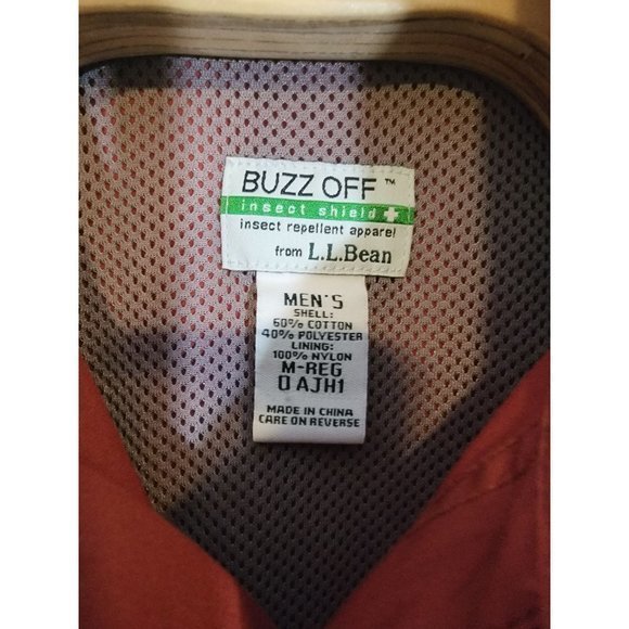 Men's LL Bean Buzz Off Button-Down Casual Short Sleeve Fishing‎ Shirt Size M-Reg - Picture 5 of 6